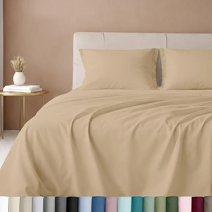 Responsible California Design Den Cotton Full Sheet Set 600 Thread Count Sateen Soft Bed Sheet with Deep Pockets Bedding Sheets amp Pillowcases Golden Tan Sustainable