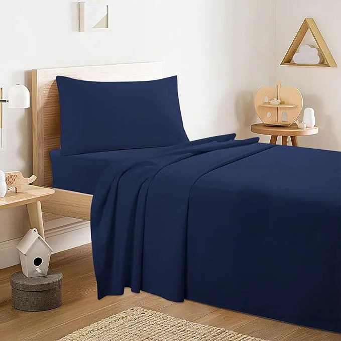 Elegant Carressa Linen Egyptian Cotton Twin Sheets Set – 600 Thread Count Egyptian Cotton Luxury Twin Sheets 3 PC Indigo Navy 16 quot Deep Pocket Soft Cooling Sateen Weave College Dorm Room Bedding Prestigious