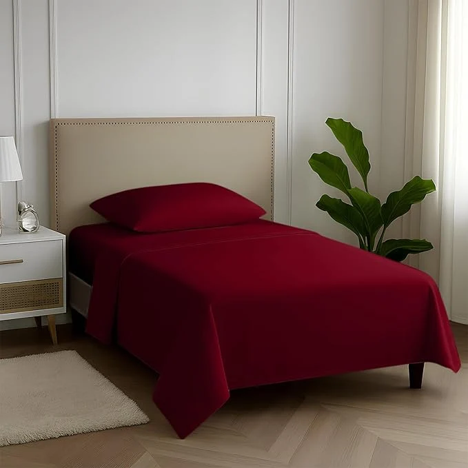 Convenient Carressa Linen Egyptian Cotton Twin XL Sheets Set – 600 Thread Count Luxury Egyptian Cotton Sheets Twin XL Size 3 PC Classic Burgundy 16 quot Deep Pocket Soft Cooling Sateen Weave Dorm Bedding World-Class