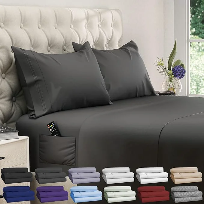 Trusted DREAMCARE King Size Sheets Set – 4 pcs Super Soft amp Lightweight Cooling Sheets – up to 21 Deep Pocket King Sheet Set – Hotel Luxury Sheets amp Pillowcases – Fine Microfiber with Side Pocket Gray Selected