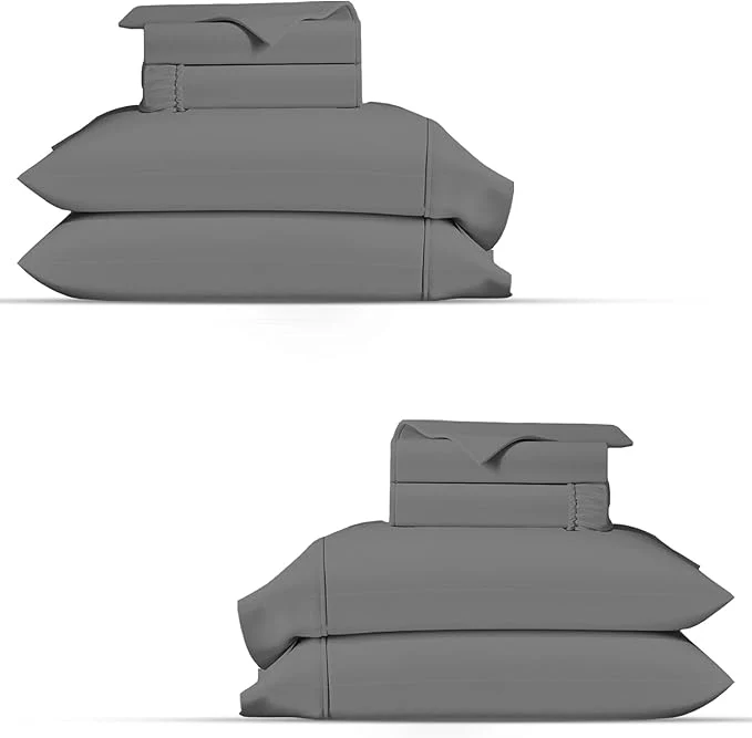 Luxury TEXAS LINEN CO. Organic Cotton Percale Sheets Twin Size Pack or 2 – Soft Crisp amp Cooling Organic Cotton Sheets Twin Size 6 PC Dark Grey Dorm Room Percale Weave Bed Sheet Set GOTS Responsible