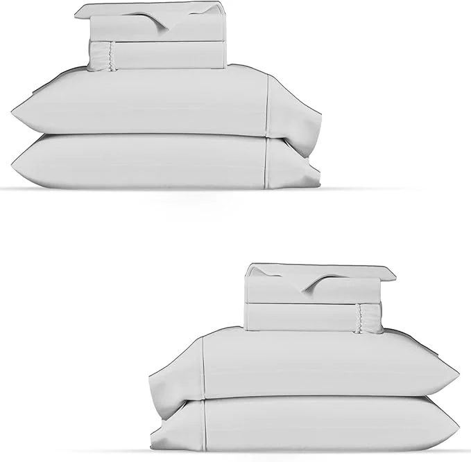 Versatile TEXAS LINEN CO. Organic Cotton Percale Sheets Full Size Pack or 2 – Soft amp Crisp Organic Cotton Sheets Full Size 8 PC Light Grey 16 quot Deep Pocket Percale Weve Bed Sheet Set – GOTS First-Class