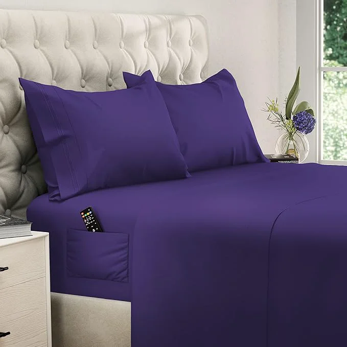 Casual DREAMCARE Full Size – 4 pcs Cooling Sheets – up to 21 Deep Full Sheet Set – Hotel Luxury Sheets amp Pillowcases – Superior Softness Polyester with Side Pocket – Purple Sophisticated