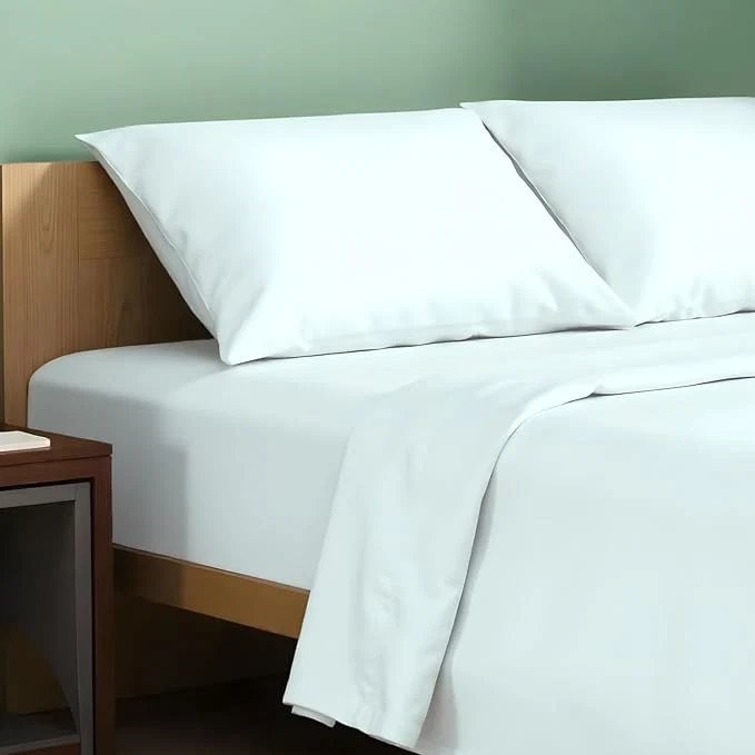 Fashionable TEXAS LINEN CO. Organic Cotton Sheets Twin XL Size – 3 PC Organic Cotton Twin XL Percale Weave Sheet Set Soft Cooling Crisp amp Breathable 16 quot Deep Pocket Hotel Quality Bedding Set – Sea Foam Exclusive