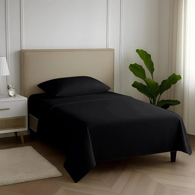 Original Design Carressa Linen Egyptian Cotton Twin Sheets Set – 600 Thread Count Egyptian Cotton Luxury Twin Sheets 3 PC Black 16 quot Deep Pocket Soft Cooling Sateen Weave College Dorm Room Bedding Sophisticated
