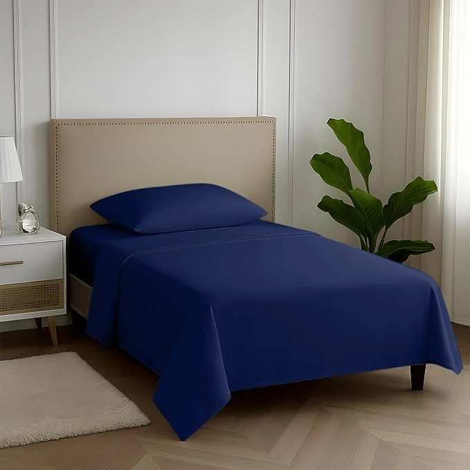 Trendy Carressa Linen Egyptian Cotton Twin XL Sheets Set – 600 Thread Count Luxury Egyptian Cotton Sheets Twin XL Size 3 PC Navy Blue 16 quot Deep Pocket Soft Cooling Sateen Weave Dorm Room Bedding Practical