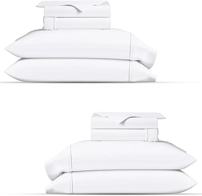 High-End TEXAS LINEN CO. Organic Cotton Percale Sheets King Size Pack or 2 – Soft amp Crisp Organic Cotton Sheets King Size 8 PC White 16 quot Deep Pocket Percale Weve Bed Sheet Set – GOTS Genuine