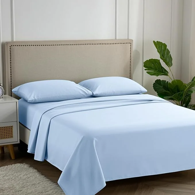 Prestigious Carressa Linen California King Egyptian Cotton Sheet Sets – 600 Thread Count Cal King Cotton Sheet Set 4 PC Sky Blue Extra Soft Cooling 16 quot Deep Pocket Sateen Weave Luxury Hotel Bed Sheets Set Dependable