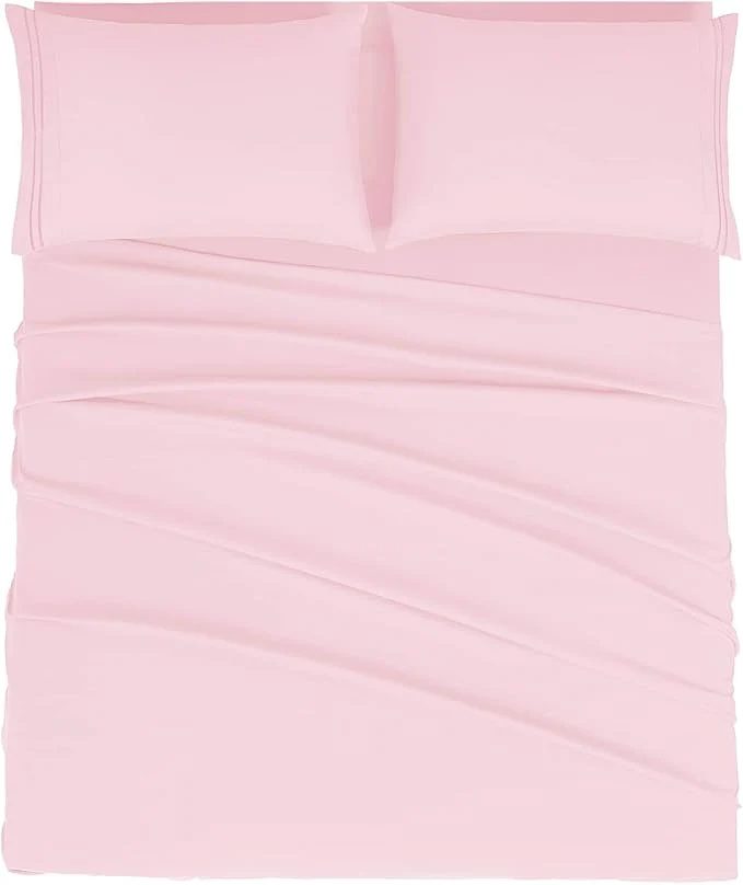 Efficient Mejoroom Full Size Sheet Set – Soft Microfiber Bed Sheets – Deep Pocket Fitted Sheet Breathable Wrinkle amp Fade Resistant – 4 Piece Full Blush Pink Environmentally Friendly