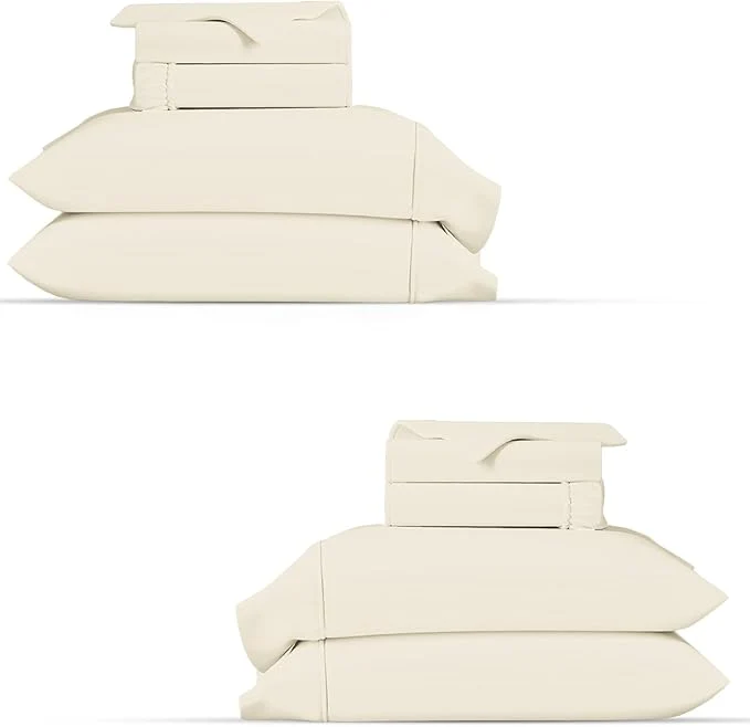Reliable TEXAS LINEN CO. Organic Cotton Percale Sheets Queen Size Pack or 2 – Soft amp Crisp Organic Cotton Sheets Queen Size 8 PC Ivory 16 quot Deep Pocket Percale Weve Bed Sheet Set – GOTS Fine