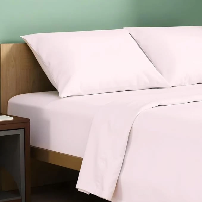 Minimalist TEXAS LINEN CO. Organic Cotton Sheets Twin XL Size – 3 PC Organic Cotton Twin XL Size Percale Weave Sheet Set Soft Cooling Crisp amp Breathable 16 quot Deep Pocket Hotel Quality Bedding Set – Blush Unique