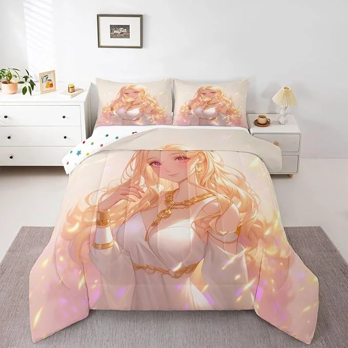 Casual Erosebridal Kawaii Girly Comforter Set 3D Anime Gifts Bedding Sets Japanese Girl Bedding for Kids Girls Lady Women Aesthetic Princess Bedding Comforter Sets Twin Size Responsible
