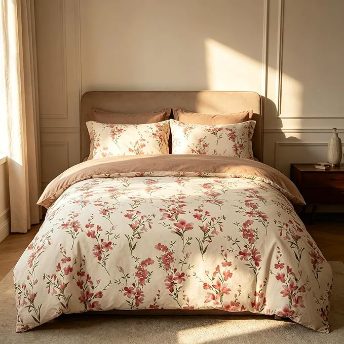 Verified Vintage Floral Comforter Set King Size Cottagecore Soft Microfiber Bedding Set with Retro Flowers Pattern 3Pieces All Season Lightweight Summer Comforter Set for Girls Clean