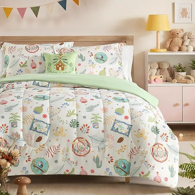Top-Quality Kids Comforter Set Full Size for Girls Forest Friends Bedding Set 1 Comforter 1 Decor Pillow 2 Pillow Shams Verified