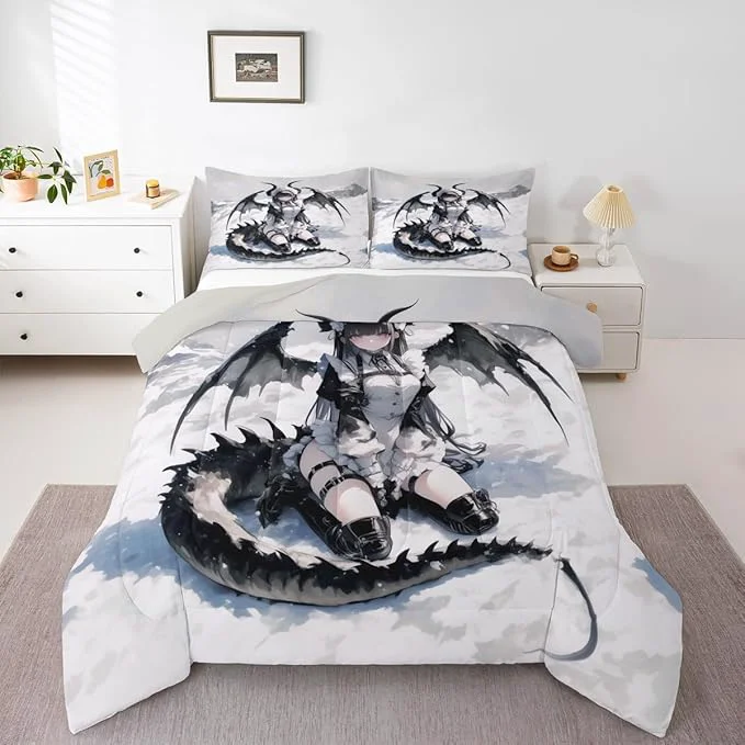 Excellent Erosebridal Anime Girl Bedding Set Twin Size Japanese Anime Comforter Set for Kids Girls Teens Women Bedroom Cartoon Girl Quilt Japanese Animation Sci Fi Style Duvet Insert 1 Pillow Case User-Friendly