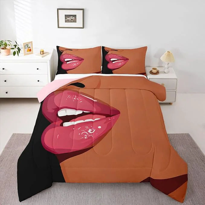 Sophisticated Erosebridal Black Girls Pink Bedding Set For Kids African Black Women Queen Comforter Set Vogue Fashion Gorgeous Duvet Insert For Girls Women Teens Minimalist Romantic Makeup Quilt With 2 Pillow Cases Relaxed