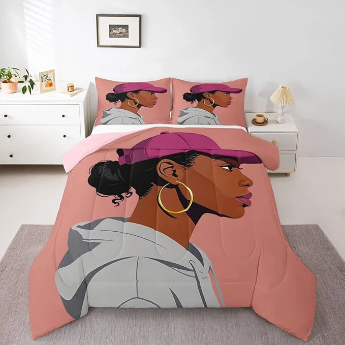 Reliable Erosebridal Black Girls Girls Comforter Set Queen Size Fashion Black Woman Bedding Set Vogue Fashionable Gorgeous Quilt for Kids Children Women Bedroom Decor African Princess al Down Comforter Verified