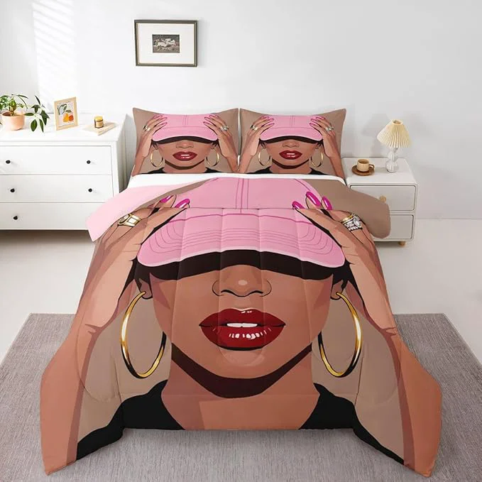 Original Erosebridal Black Girls Full Size Bedding Set Fashion Black Woman Comforter Set For Girls Kids Vogue Fashionable Gorgeous Quilt For Teens Children Women African Princess al Bedding Comforter Sets Reliable