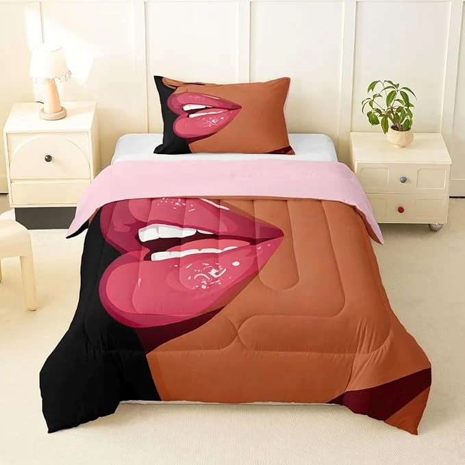 Carefully Designed Erosebridal Black Girls Pink Bedding Set Kids African Black Women Toddler Comforter Set Vogue Fashion Gorgeous Duvet Insert for Girls Women Teens Minimalist Romantic Makeup Quilt with 1 Pillow Case Contemporary