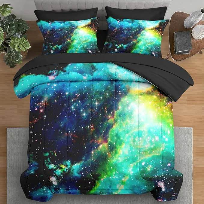 Luxury Comforter Set Twin Size Outer Space Star Bedding for Kids and Adults Galaxy Planets Bed Sheet Sets with Fitted Sheet Pillowcase amp Sham for Bedroom Bed Decor Smooth