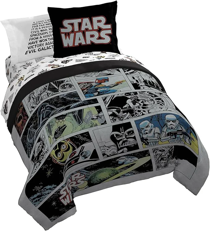 Specialty Jay Franco Star Wars Comic Book Queen Size Comforter Set – 7 Piece Bedding Includes Sheet Set amp Pillow Covers – Super Soft Cozy Kids Bedding Secure