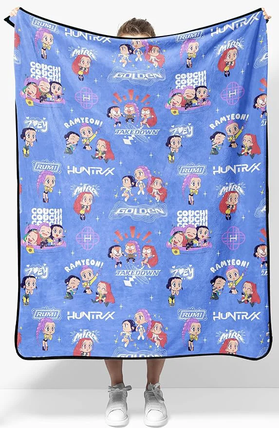 Pure Jay Franco Kids Plush Throw Blanket – Ultra Soft Cozy Plush Fleece for Bed Couch Sofa Home Décor Licensed Huntrix Purple – Kpop Demon Hunters 40×50 – Travel Blanket Natural