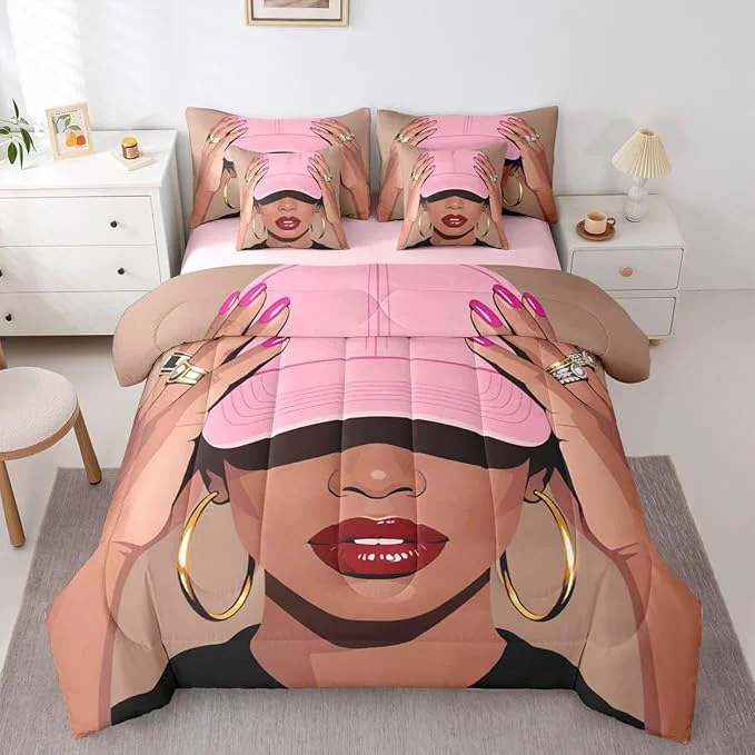 Reliable Erosebridal Black Girls Full 7 Piece Bedding Set Fashion Black Woman Comforter Sets For Girls Kids Vogue Fashionable Gorgeous Sheet Set African Princess al Bed In A Bag With Flat And Fitted Sheet Refined