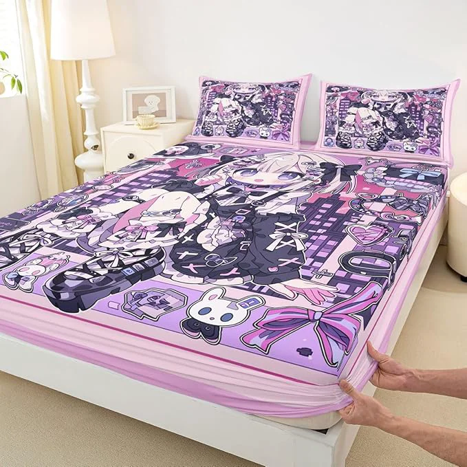 Durable Erosebridal Japanese Uniform Girl Sheets for Boys Girls Anime Gift Fitted Sheet Kawaii Coquette Kids Bedding Sets Princess Fairytale Bed Sets Full 3 Piece Comfortable