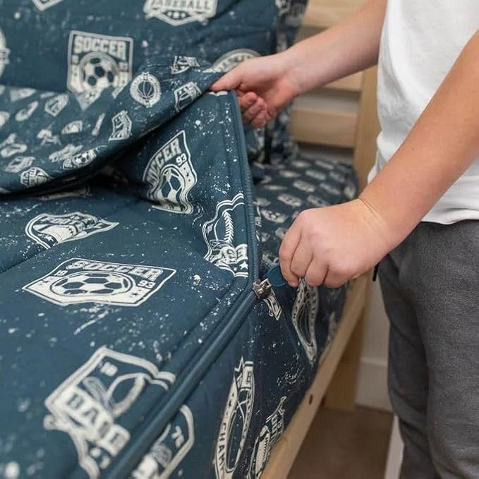 Comfortable Beddy 39 s Sports Theme Boys Durable Zipper Bedding for Kids Bed in a Bag Blue Sheets with Baseball Football Basketball Soccer Comforter Pillowcase amp Pillow Sham Easy to Make amp Wash Official