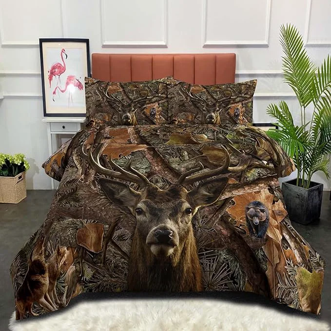 Excellent NINENINE Deer Bedding Sets Full Size for Boys Adult Teens Western Woodland Camo Comforter Moose Wildlife Forest Bedding Bear Animals Hunting Bed Sets with 1 Comforter 2 Pillowcases Consistent