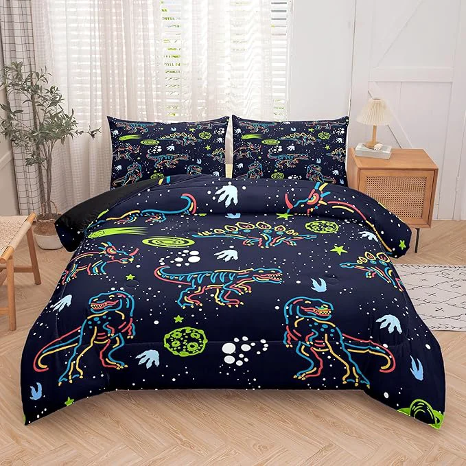 Elite NINENINE Dinosaur Comforter Sets for Boys Kids Dinosaur Bedding Set Twin Size Bedding Sets for Boys Kids Dark Blue Comforter Set with 1 Comforter 1 Pillowcase Expertly Made