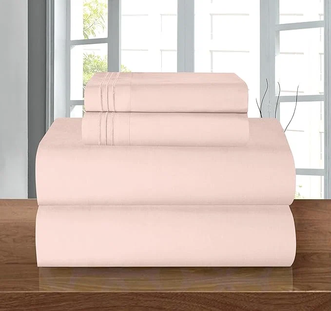 Smart Elegant Comfort Luxury 1500 Premium Hotel Quality Microfiber 4-Piece Sheet Set – Wrinkle Resistant All Around Elastic Fitted Sheet Deep Pocket up to 16 quot Queen Blush Superior