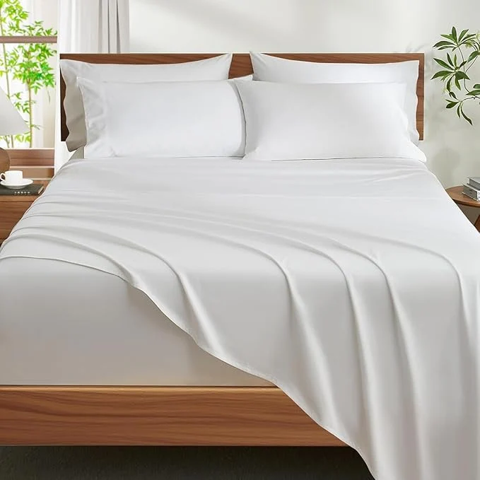 Enhanced Ivelow Egyptian Cotton Sheets Full Size Set – 1200 Thread Count 6 PC 18 quot Deep Pocket Full Sheets Luxury White Cotton Bed Sheets Set Soft Breathable Cooling Durable Hotel Quality Bedding Fashionable