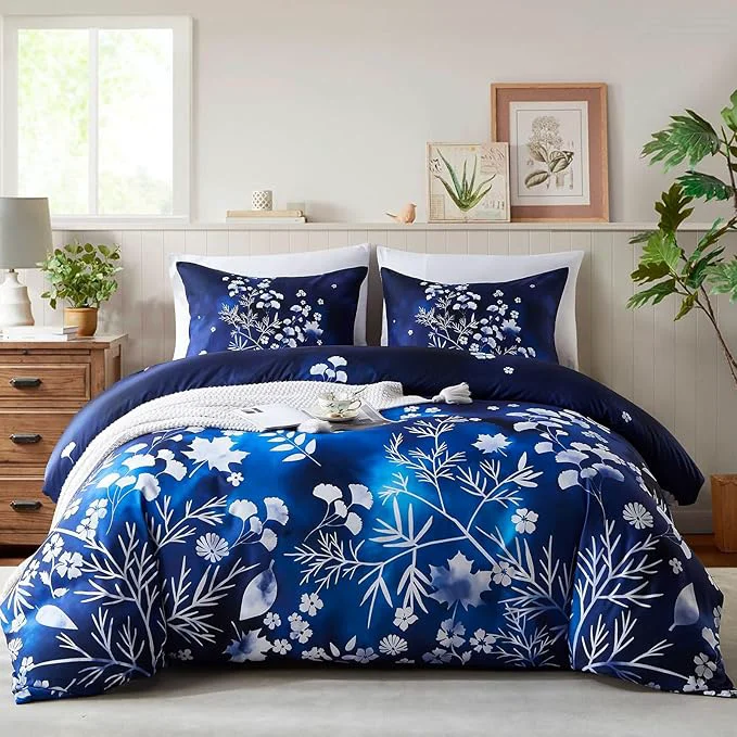 Cupocupa Duvet Cover King Size Set Boho Floral Pattern King Duvet Cover Set for King Size Bed Vintage Soft Bedding Leaf Print Duvet Cover with Pillowcases Effective