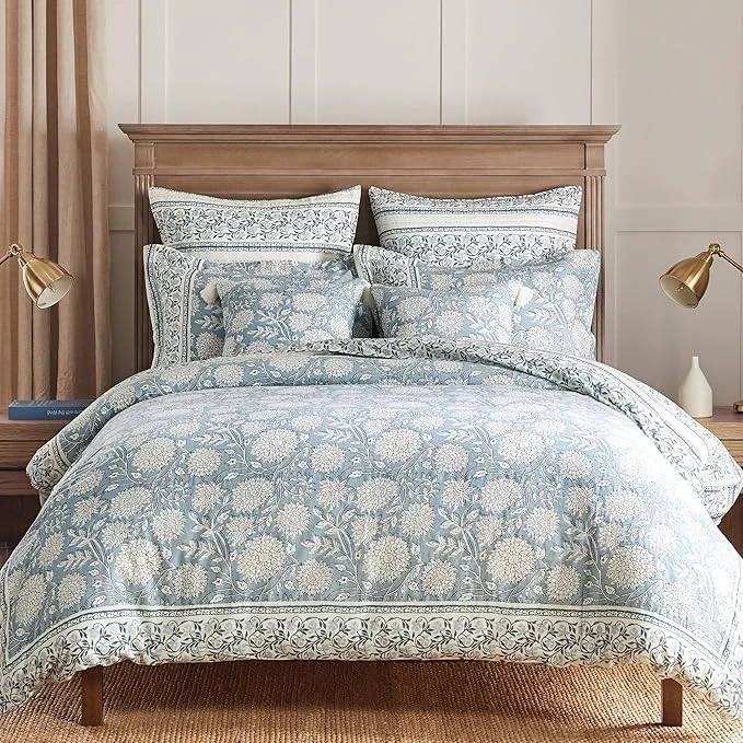 Fashionable Levtex Home Adare Blue Reversible Twin Twin XL Comforter Set 68x88in with 1 Pillowcase 26x20in – Floral Bedding – Blue and White – Cotton Twin Size Comforter Set – Soft Pre-Washed Efficient