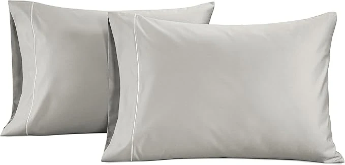 Clean LANE LINEN Pillows Queen Size Set of 2 Soft Egyptian Cotton Cool amp Smooth 1000 Thread Count Pillow Cases – Silver Classic