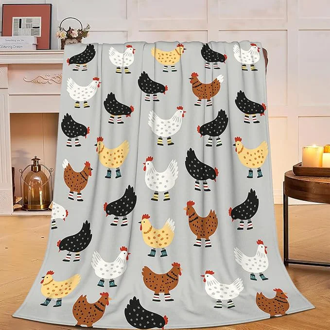 Easy-to-Use Chicken Blanket Super Soft Warm Fluffy Fleece Flannel Hen Animal Throw Blanket Cozy Fuzzy Plush Stuff Bedding Blankets Gifts for Women Kids Boys Girls Adults 50 quot X40 quot Unique