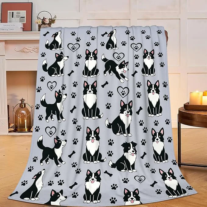 Enhanced Border Collie Blanket Super Soft Warm Fluffy Fleece Flannel Dog Throw Blanket Cozy Fuzzy Plush Stuff Bedding Blankets Gifts for Women Kids Boys Girls Adults 60 quot X50 quot High-End