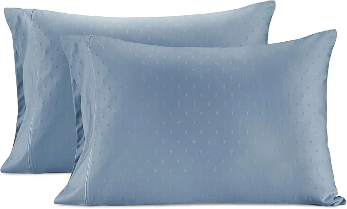 Proven LANE LINEN Pillows Queen Size Set of 2 Soft Egyptian Cotton Cool amp Smooth 1000 Thread Count Pillow Cases – Swiss Dot – French Blue Lightweight
