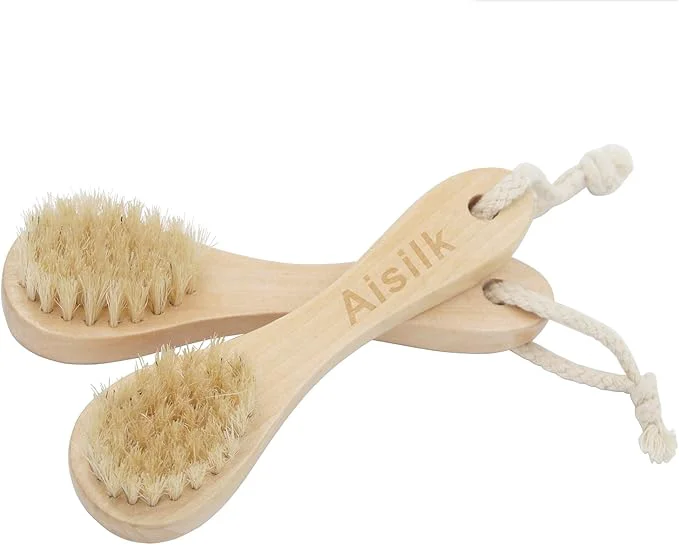 Minimalist Wooden Facial Cleansing Brush Natural Bristles Wood Handle Wash Clean Exfoliate Versatile