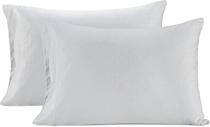 Convenient LANE LINEN Pillow Case Covers King Set of 2 Egyptian Cotton Sateen Soft Cool amp Smooth 1000 Thread Count Pillow Cases – Swiss Dot – White Green