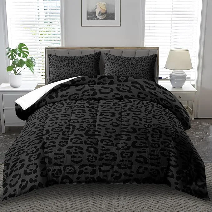 Green Black Cheetah Print Comforter Set King Girls Animal Black Leopard Print Comforter Boys African Leopard Bedding Set King African Cheetah Bedding Room Decor Elegant