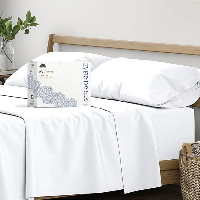Recyclable Mayfair Linen Organic Cotton Sheets King Size – 4 PC White Organic Cotton Percale Sheets King Set Soft Cooling amp Breathable Bedsheets 16 quot Deep Pocket Hotel Bedding Set – GOTS Reliable