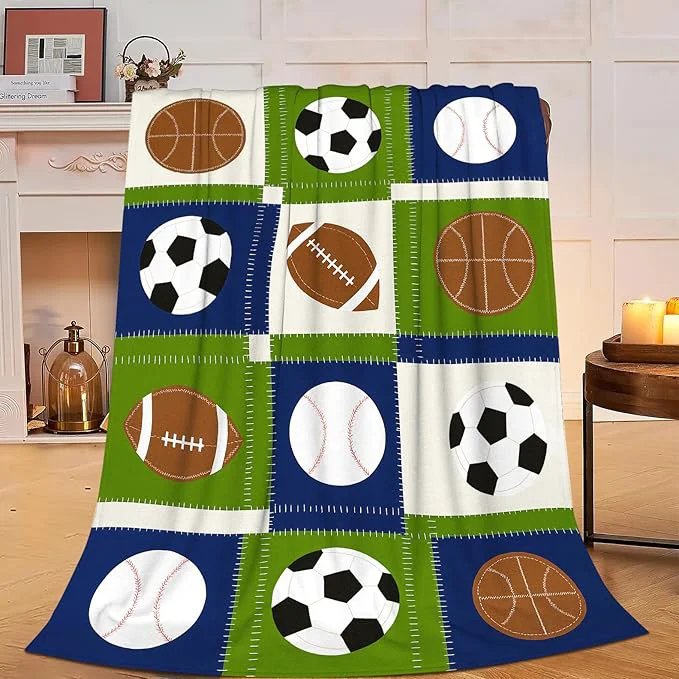 Expertly Made Ball Blanket Super Soft Warm Fluffy Fleece Flannel Baseball Basketball Soccer Football Sports Throw Blanket Cozy Fuzzy Plush Stuff Bedding Blankets Gifts for Teens Boys Kids Girls Adults 50 quot X40 quot Reliable