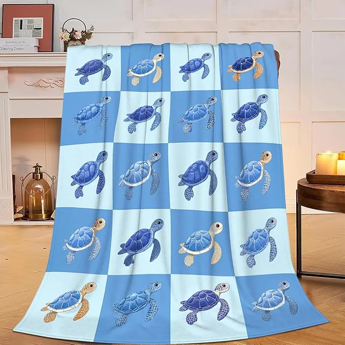 Functional Sea Turtle Blanket Super Soft Warm Fluffy Fleece Flannel Sea Animal Throw Blanket Cozy Fuzzy Plush Stuff Bedding Blankets Gifts for Women Kids Boys Girls Adults 60 quot X50 quot Practical