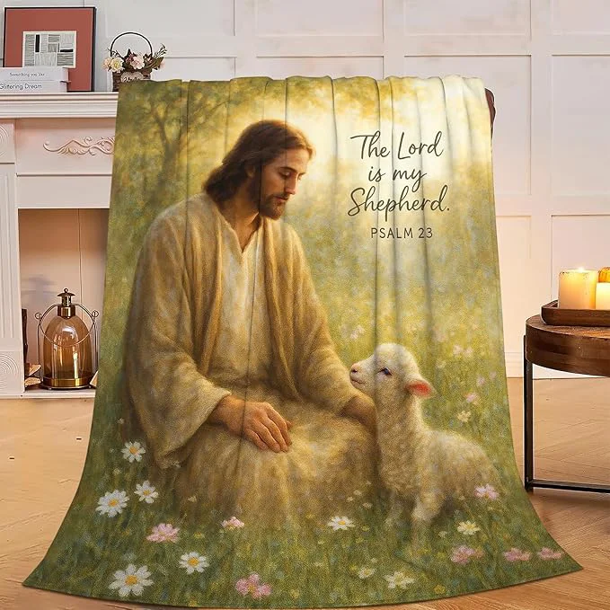 Minimalist Christian Jesus Lamb Blanket Super Soft Warm Fluffy Fleece Flannel Religious Bible Throw Blanket Cozy Fuzzy Plush Stuff Bedding Blankets Gifts for Women Kids Boys Girls Adults 60 quot X50 quot Quality