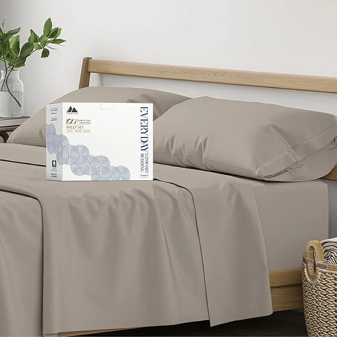 Functional Mayfair Linen Organic Cotton Sheets Twin XL Size – 3 PC Organic Cotton Percale Sheets Twin XL Set Taupe Soft Crisp Cooling Bedsheets 16 quot Deep Pocket Hotel Bedding – GOTS Sophisticated