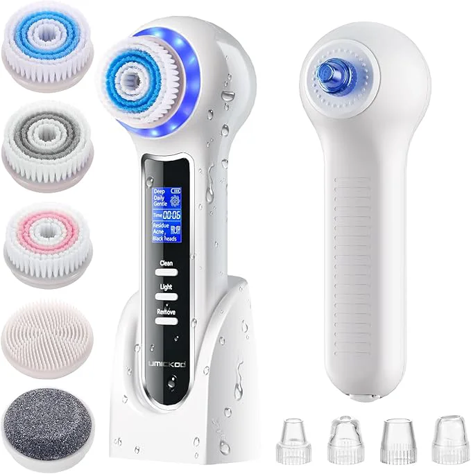 Soft UMICKOO 3 in 1 Facial Cleansing Brush Blackhead Remover Rechargeable Face Practical