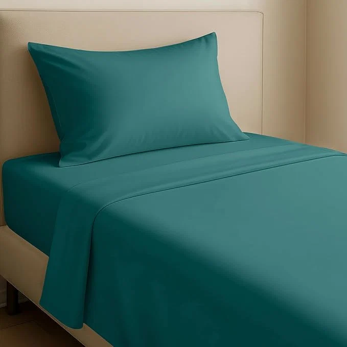 Sophisticated California Design Den Natural Cotton Sheets Twin XL Size Set – Soft Sateen Twin XL Sheets Set 12 quot Pockets Breathable amp Durable Bedding for Dorm Rooms College Teal Deep Tone Traditional