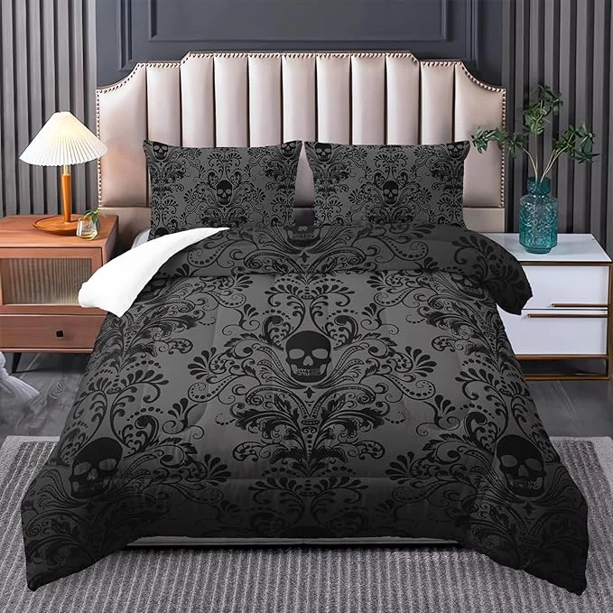 Proven Skull Bedding Set – Gothic amp Boho Full Size Comforter Set with Skull Pattern Recyclable